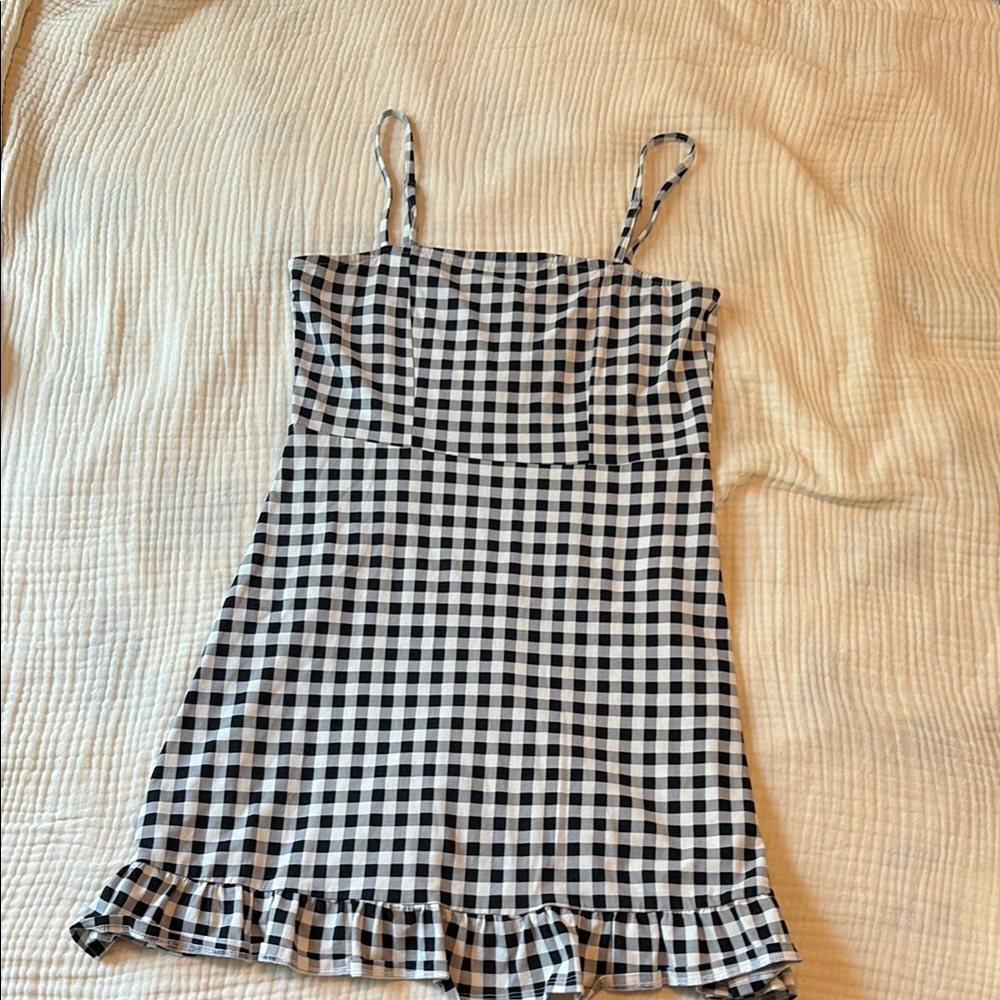 ASOS Checkered Gingham Black and White Mini Dress